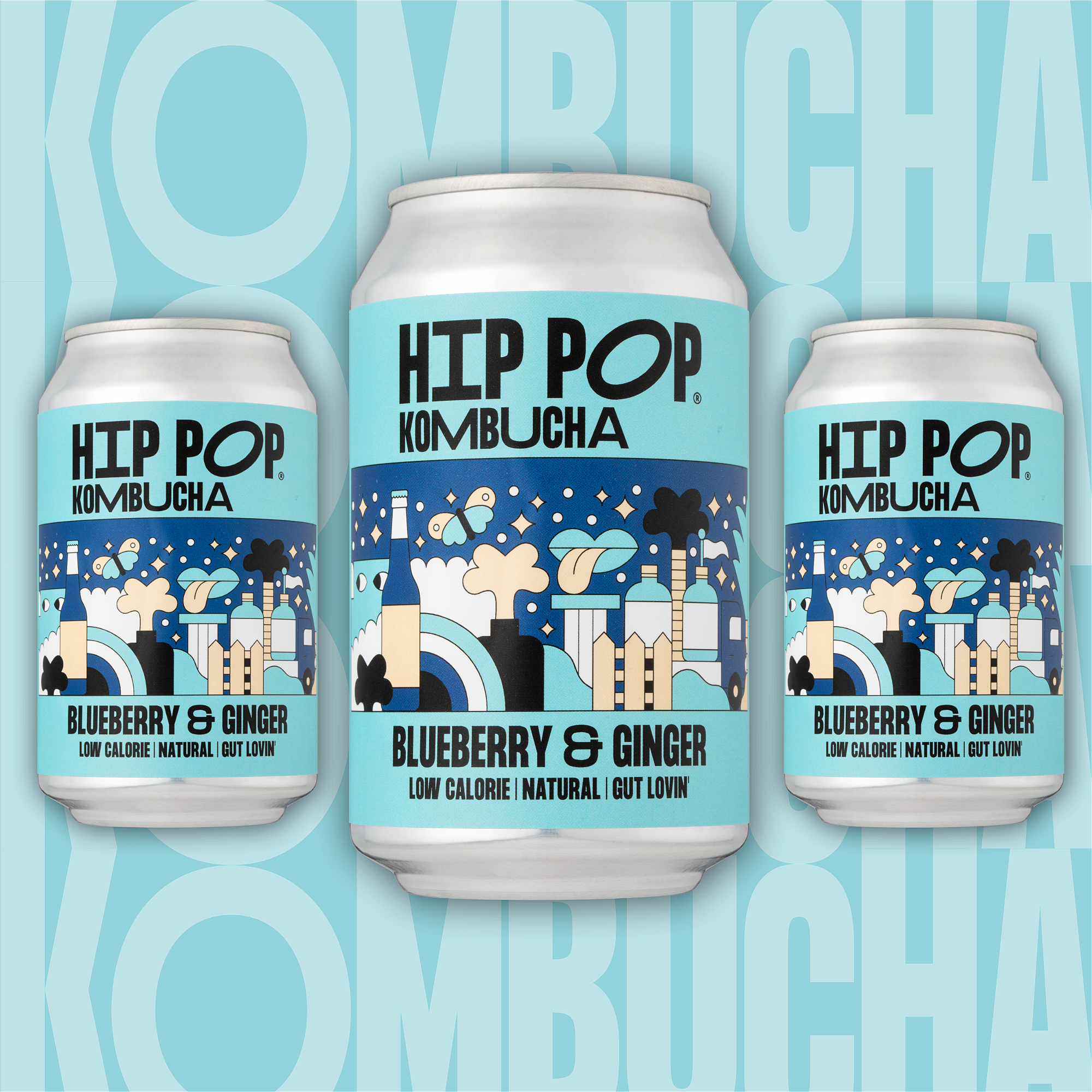 Kombucha - Blueberry Ginger Flavour - 330ml Cans