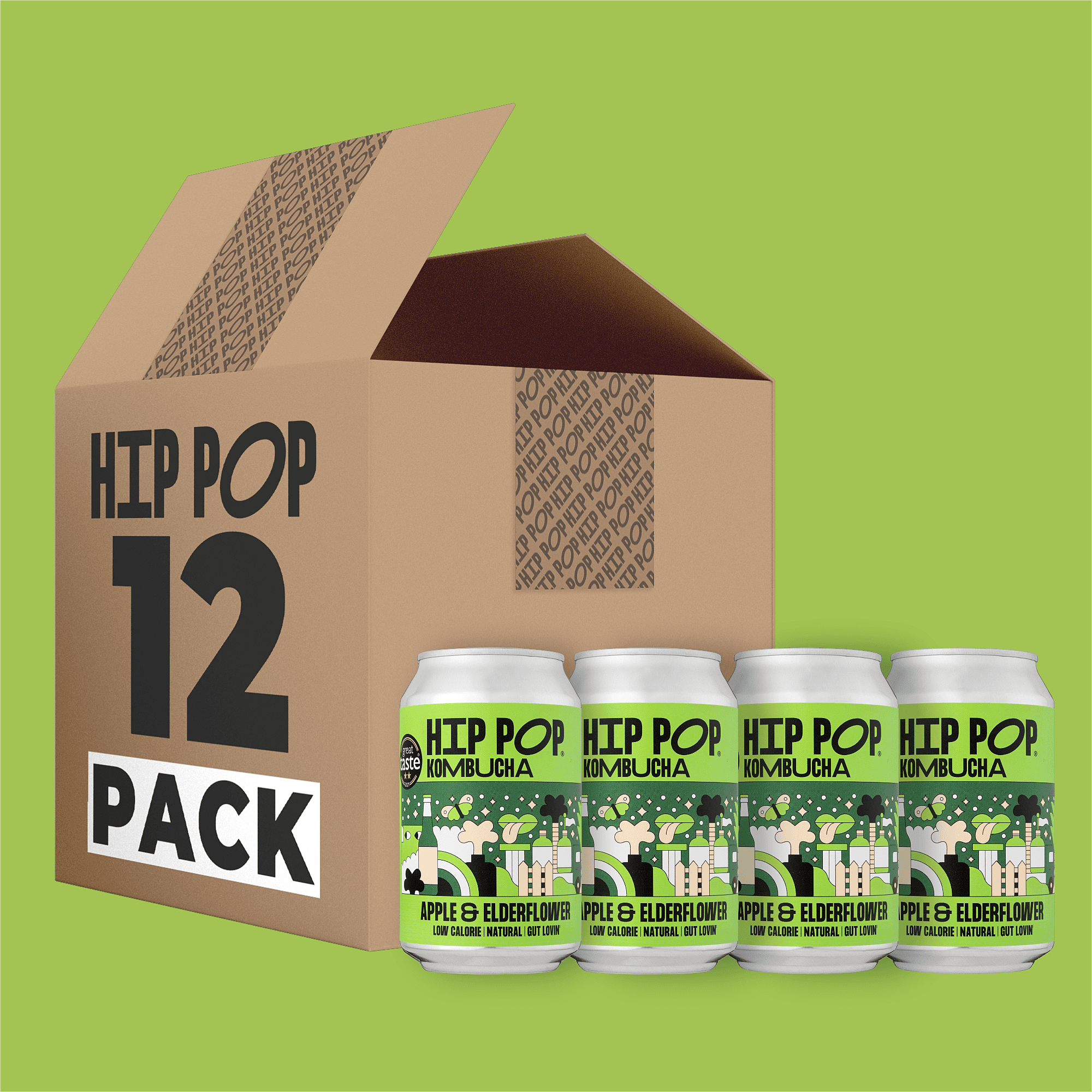 Kombucha Apple Elderflower Flavour 330ml Cans Hip Pop kombucha-apple-elderflower-flavour-330ml-cans-hip-pop