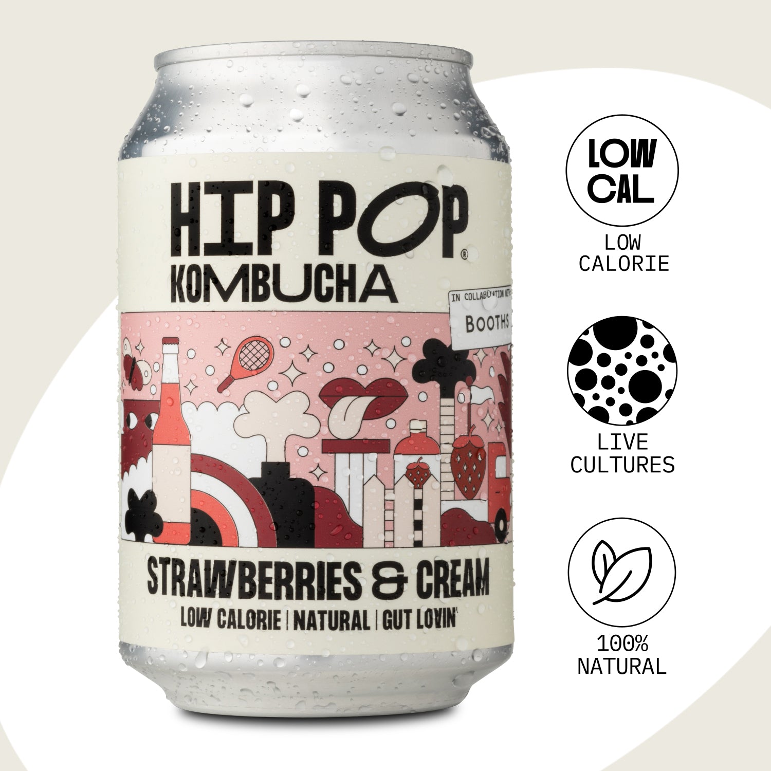 Kombucha - Strawberries and Cream - 330ml Cans