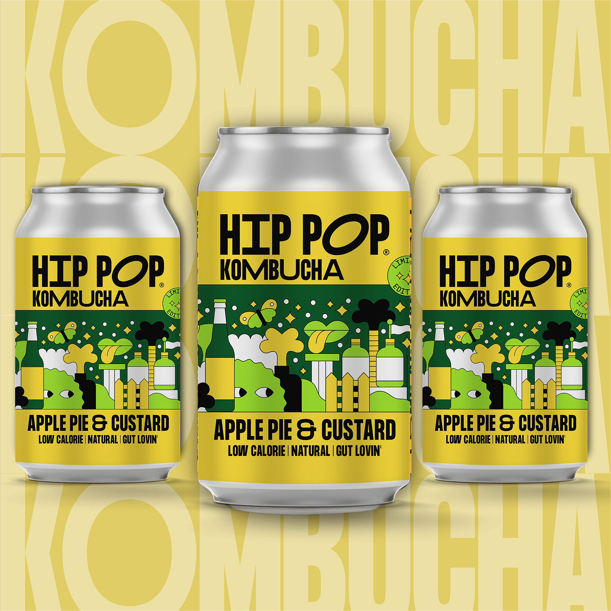 Winter Special Kombucha - Apple Pie and Custard Flavour - 330ml Cans