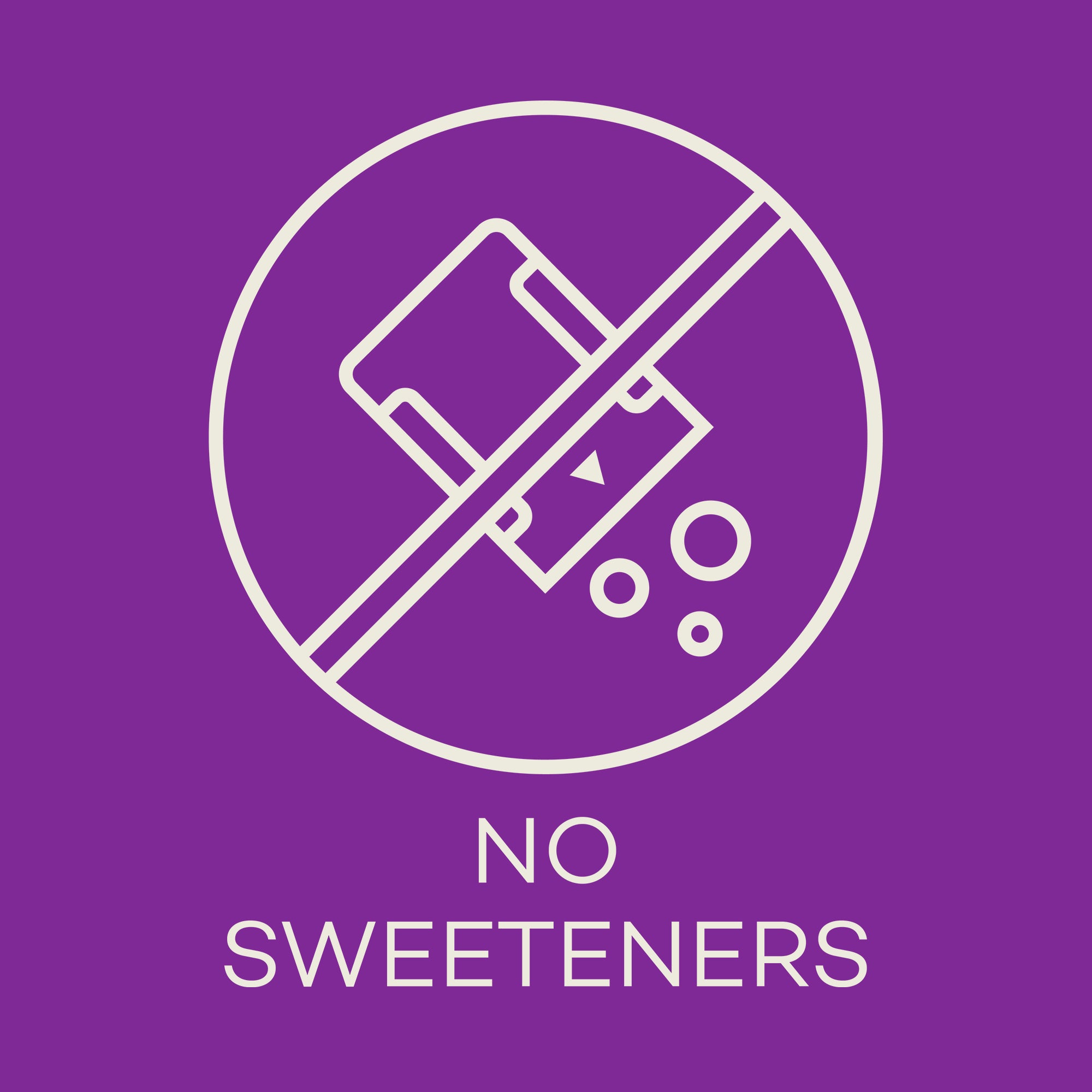 Icon of a no sweeteners symbol on a purple background