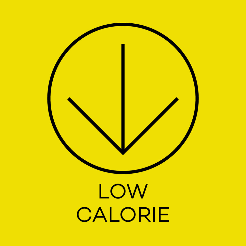 Low calorie symbol on a yellow background