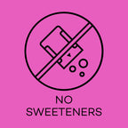 Icon of a can with a line through it on a pink background, indicating 'No Sweeteners'.