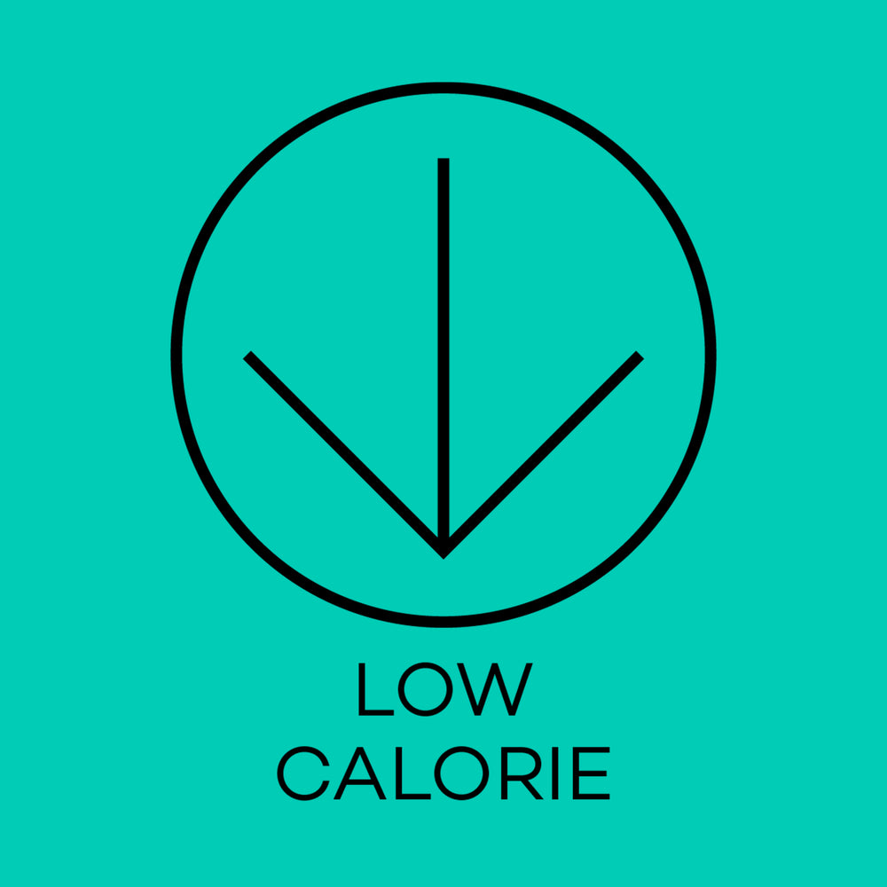 Low calorie symbol on a teal background