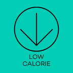 Low calorie symbol on a teal background